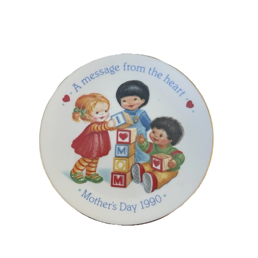 Mother's Day Plate 1990 From The Year You Were Born 22K Gold Rim Porcelain
